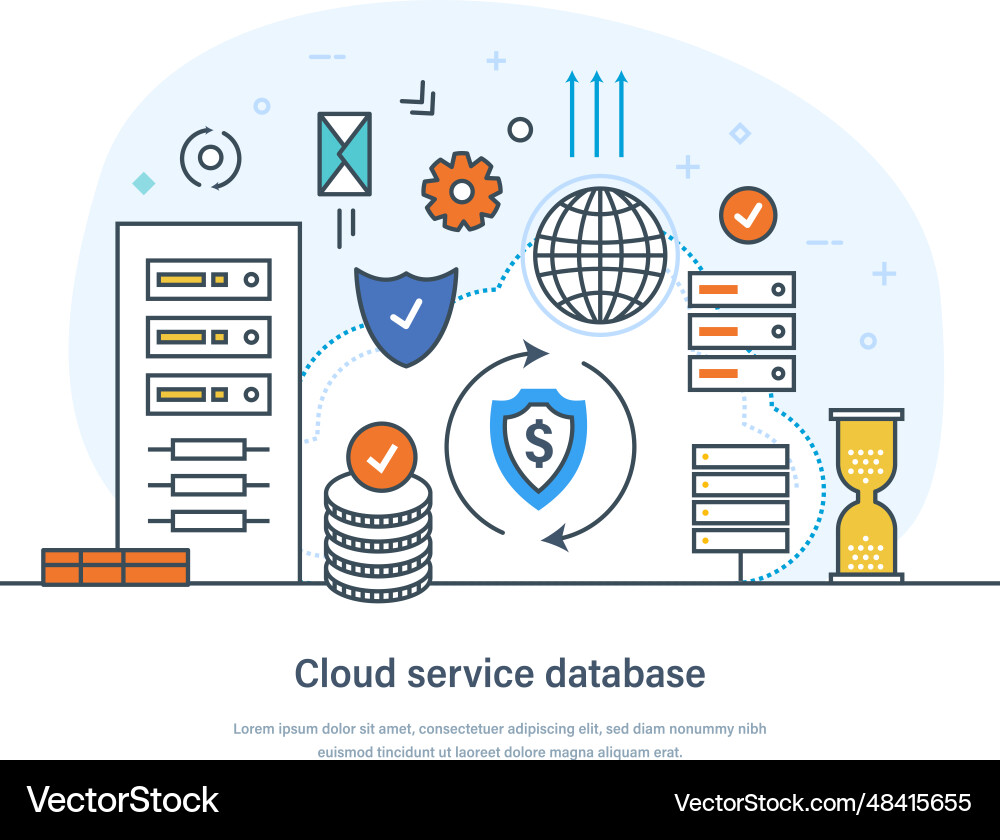 Cloud service database network computing Vector Image