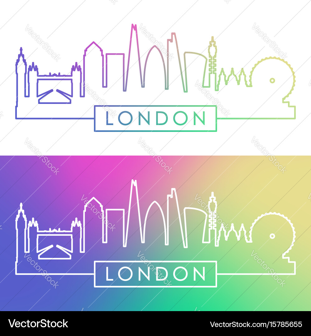 Colorful London Skyline Outline Vector Image