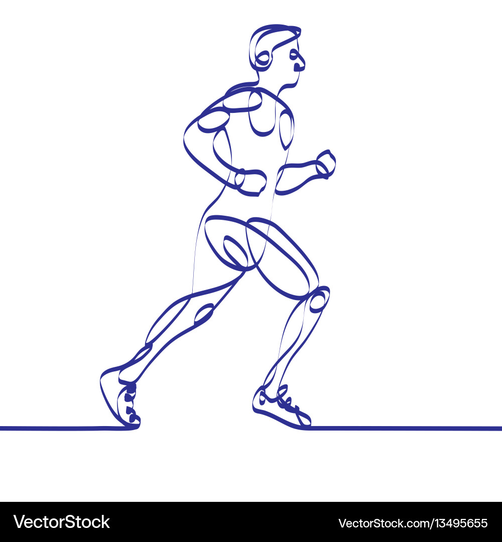 Continuous line drawing of runner -variable Continuous line drawing of runner -variable vector image