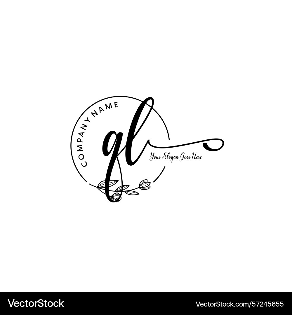 Elegant ql initial logo design with botanical Vector Image