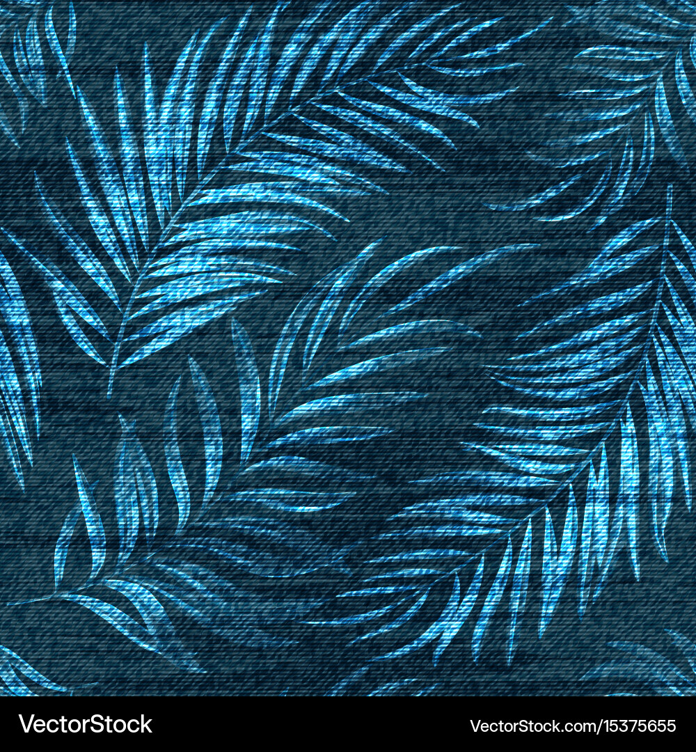Exotic Palm Leaf Denim Pattern Vector Image