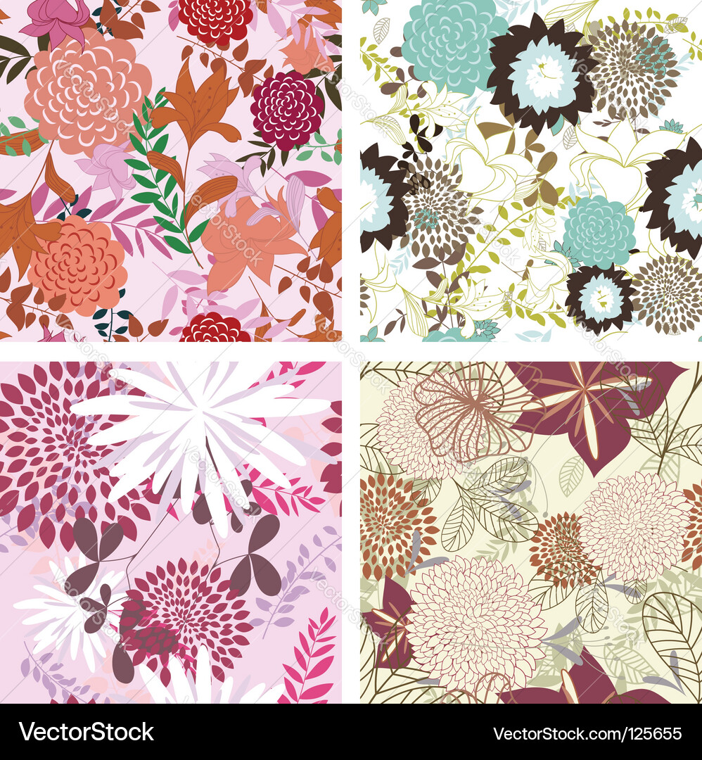 Floral Seamless Patterns vector image