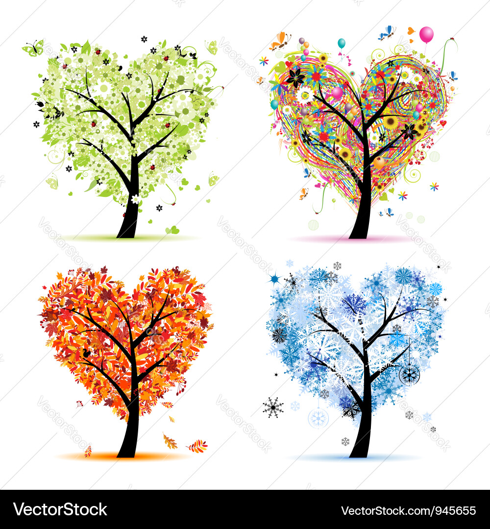 Four seasons trees - spring summer autumn winter Vector Image