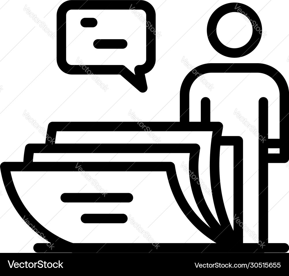 Man and a stack letters icon outline style Vector Image