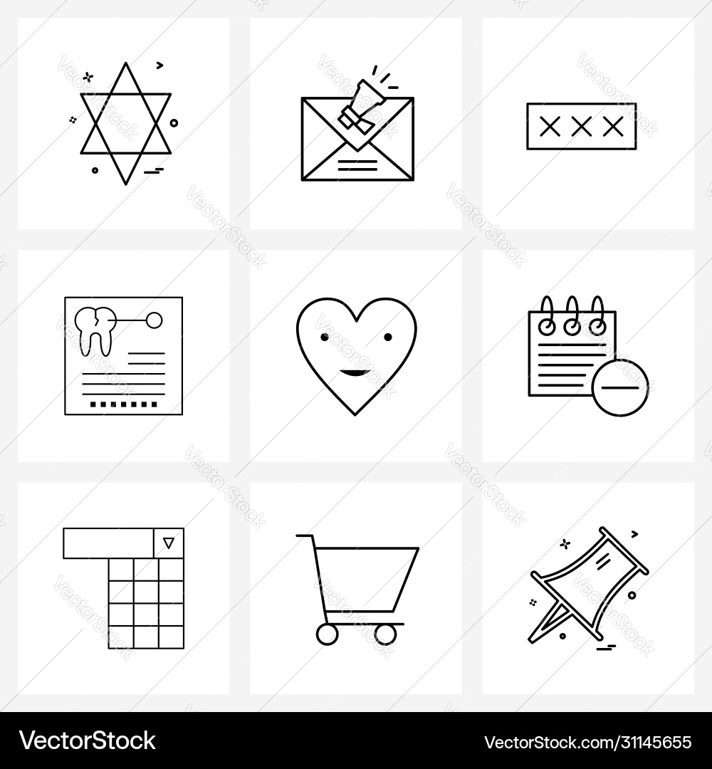 Modern style set 9 line pictograph grid based Vector Image