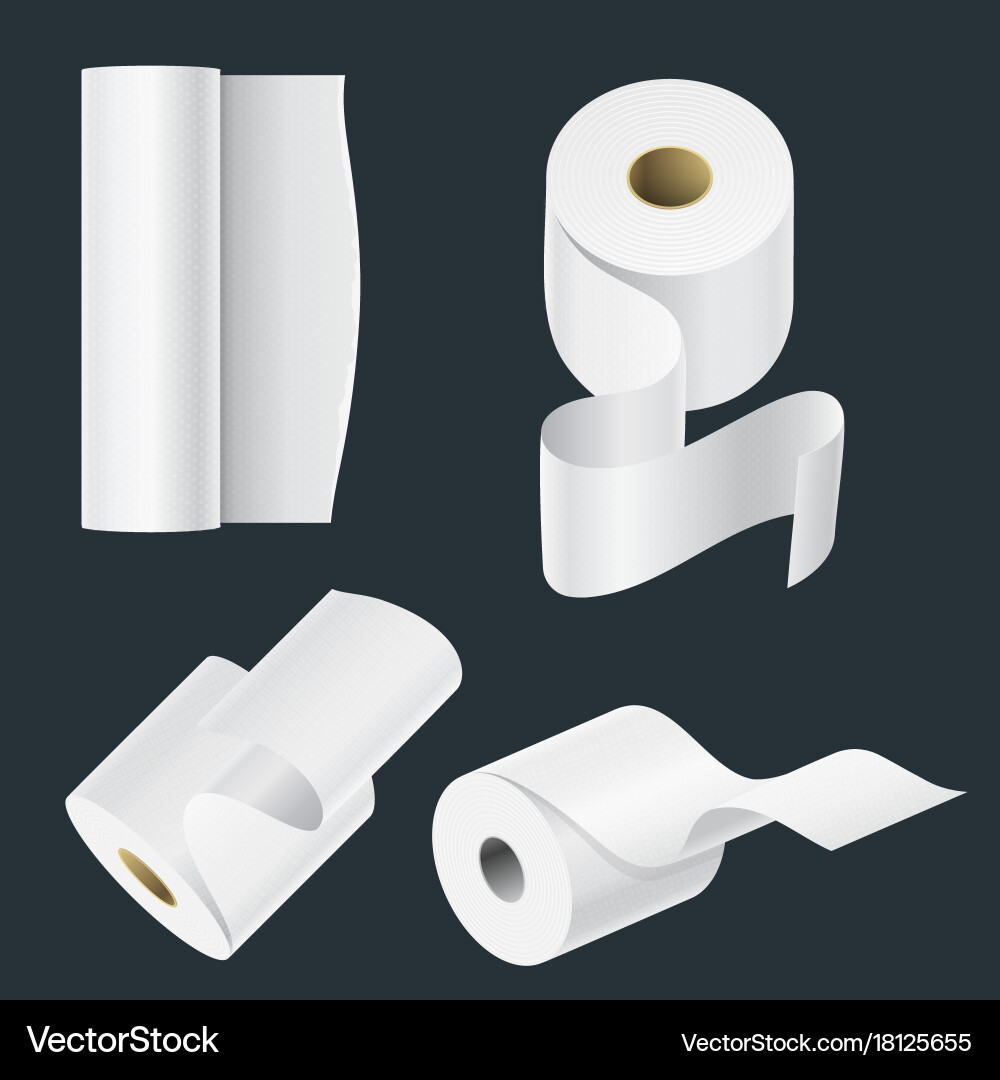 Realistic paper roll mock up set isolated Vector Image