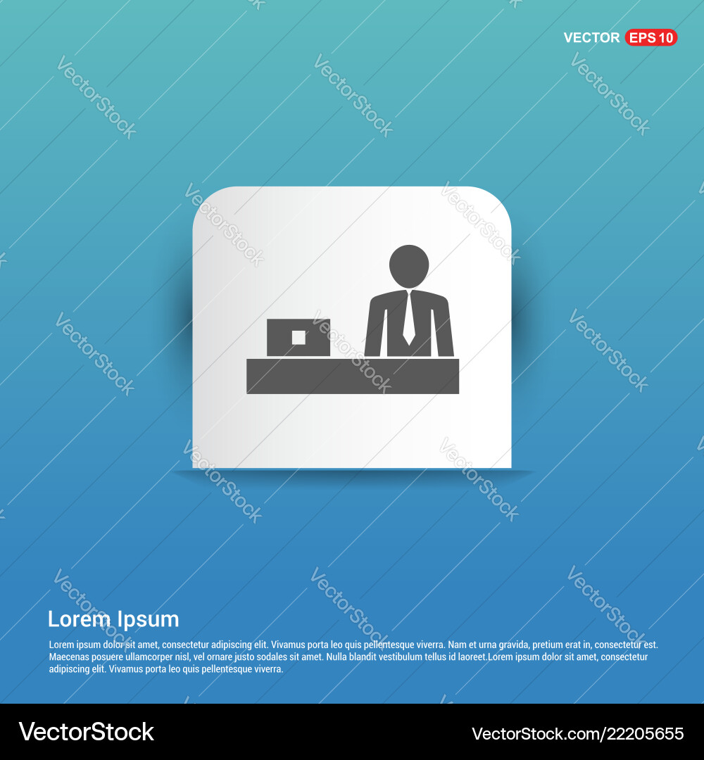 Reception icon - blue sticker button Vector Image