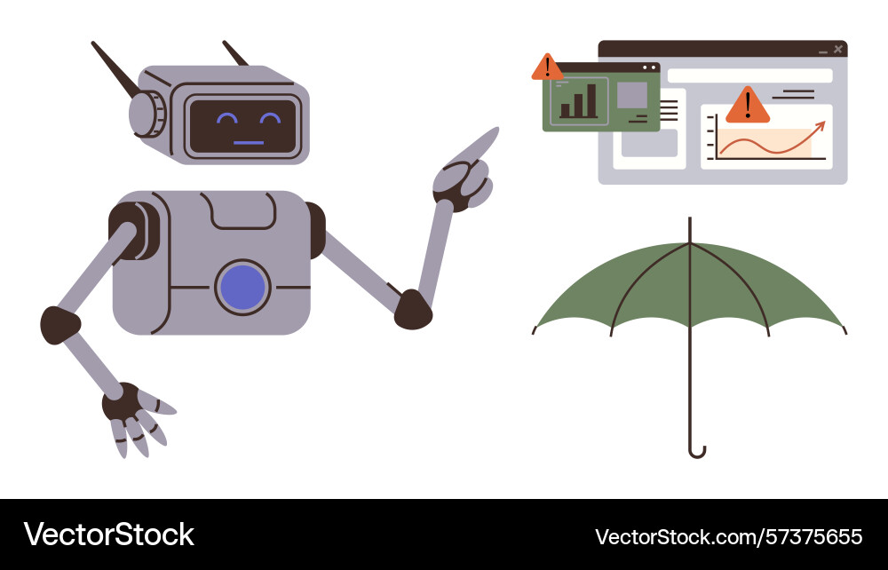 Robot assisting with risk management analysis Robot assisting with risk management analysis vector image