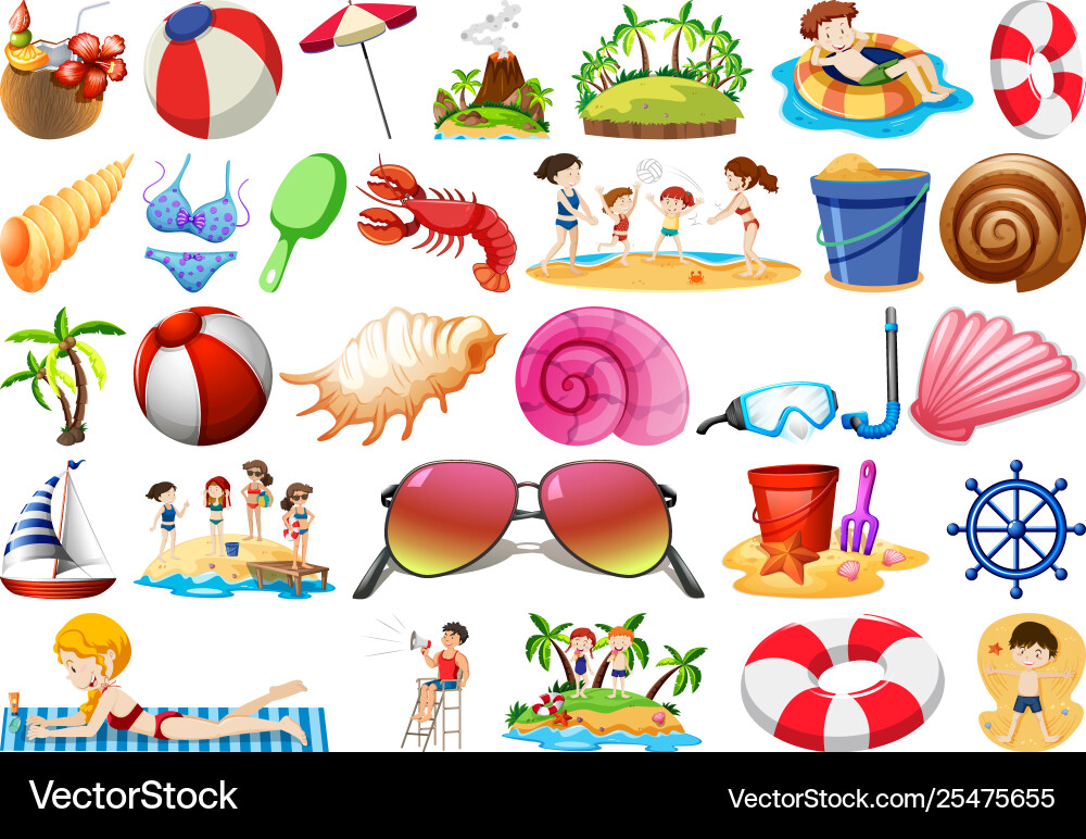 Set different beach objects Vector Image