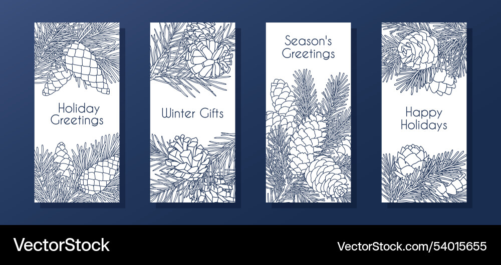 Set of compositions with coniferous branches Set of compositions with coniferous branches Vector Image