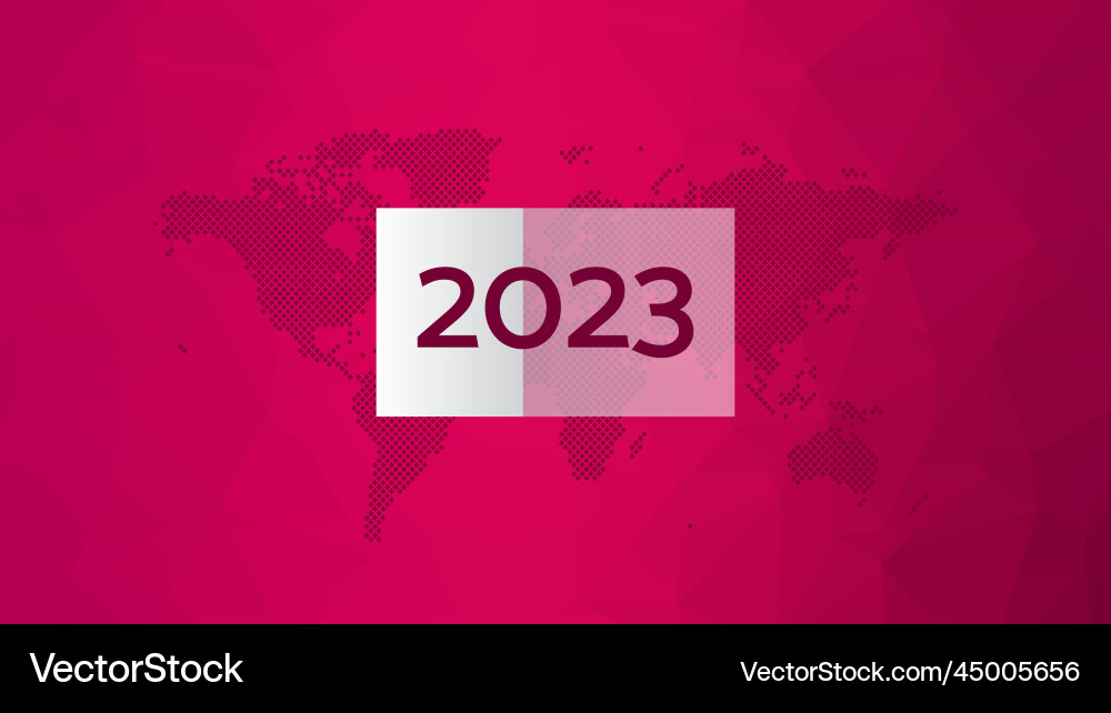 2023 year sign with world map magenta gradient Vector Image