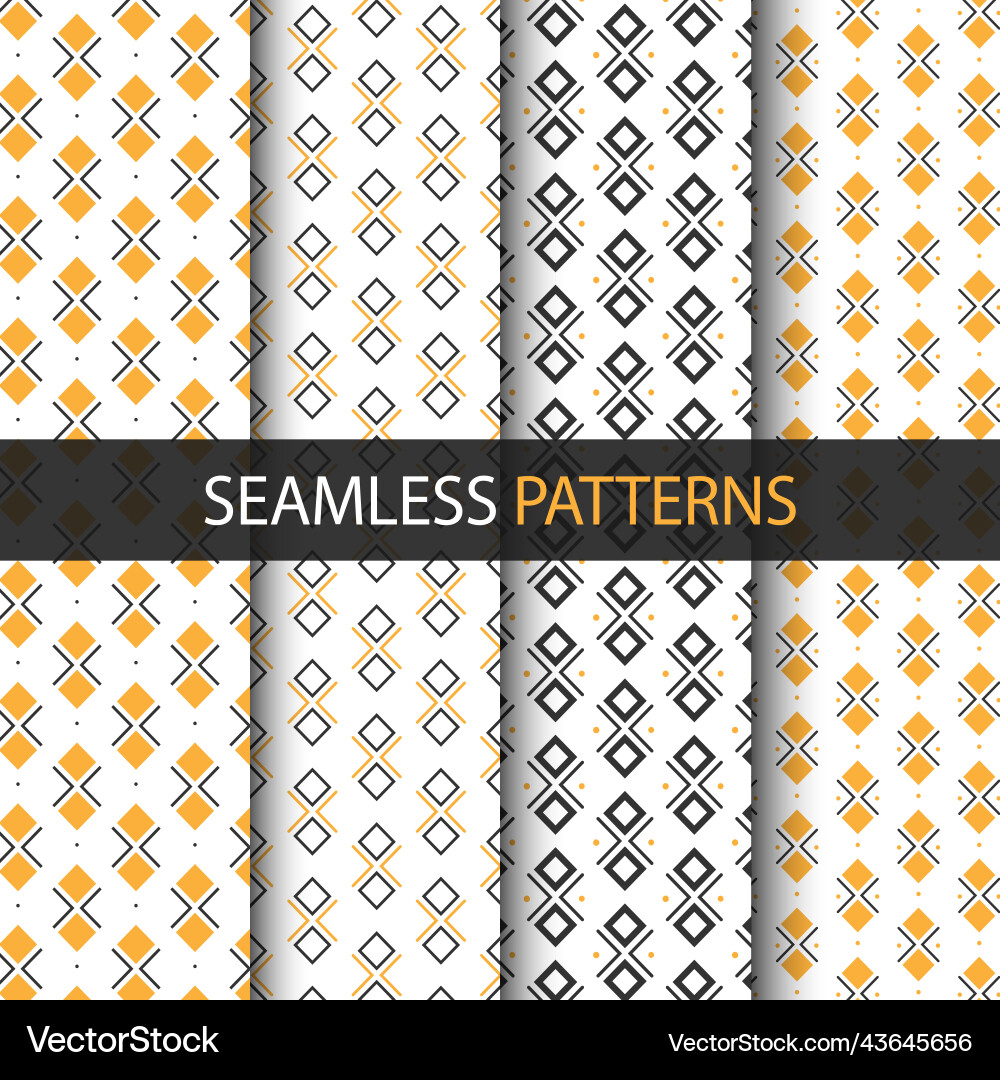 4 types of geometric shape seamless patterns Vector Image