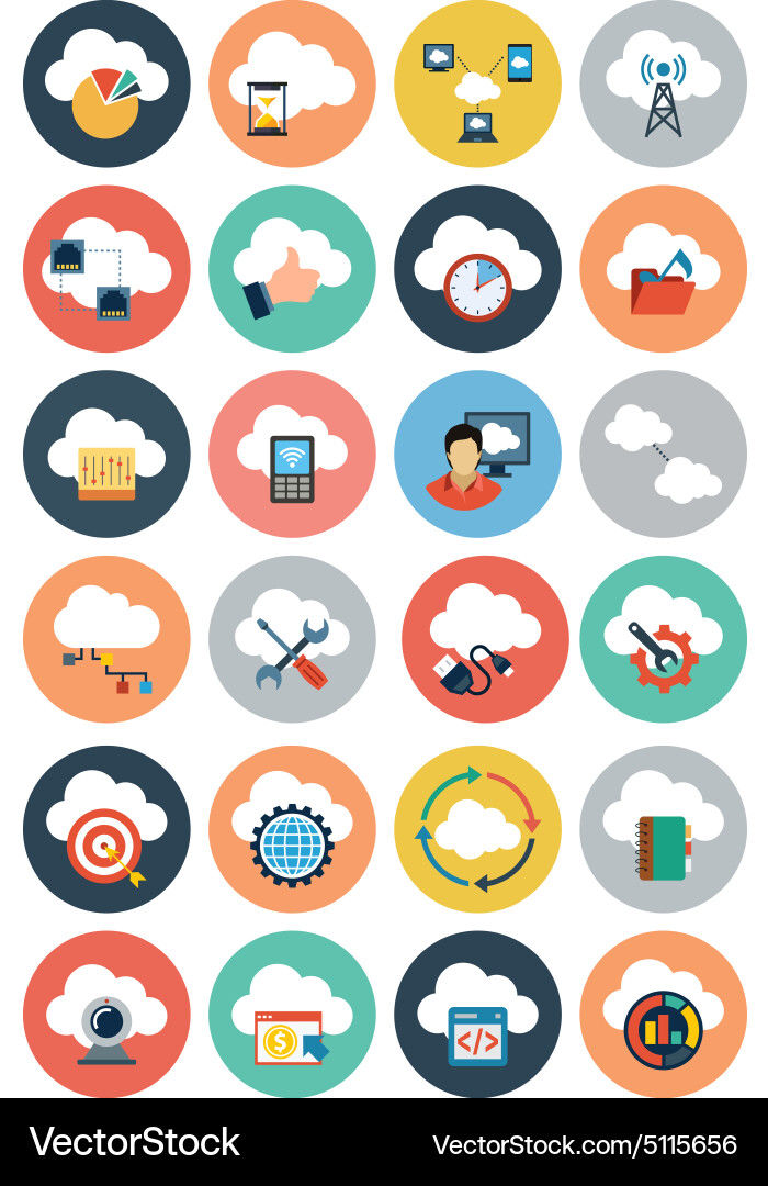 Cloud Computing Icons Set Vector Image