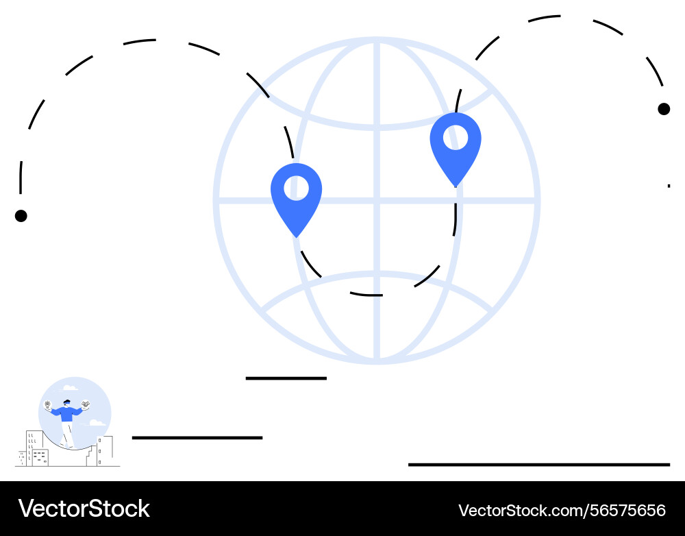 Global connection with location markers Global connection with location markers vector image