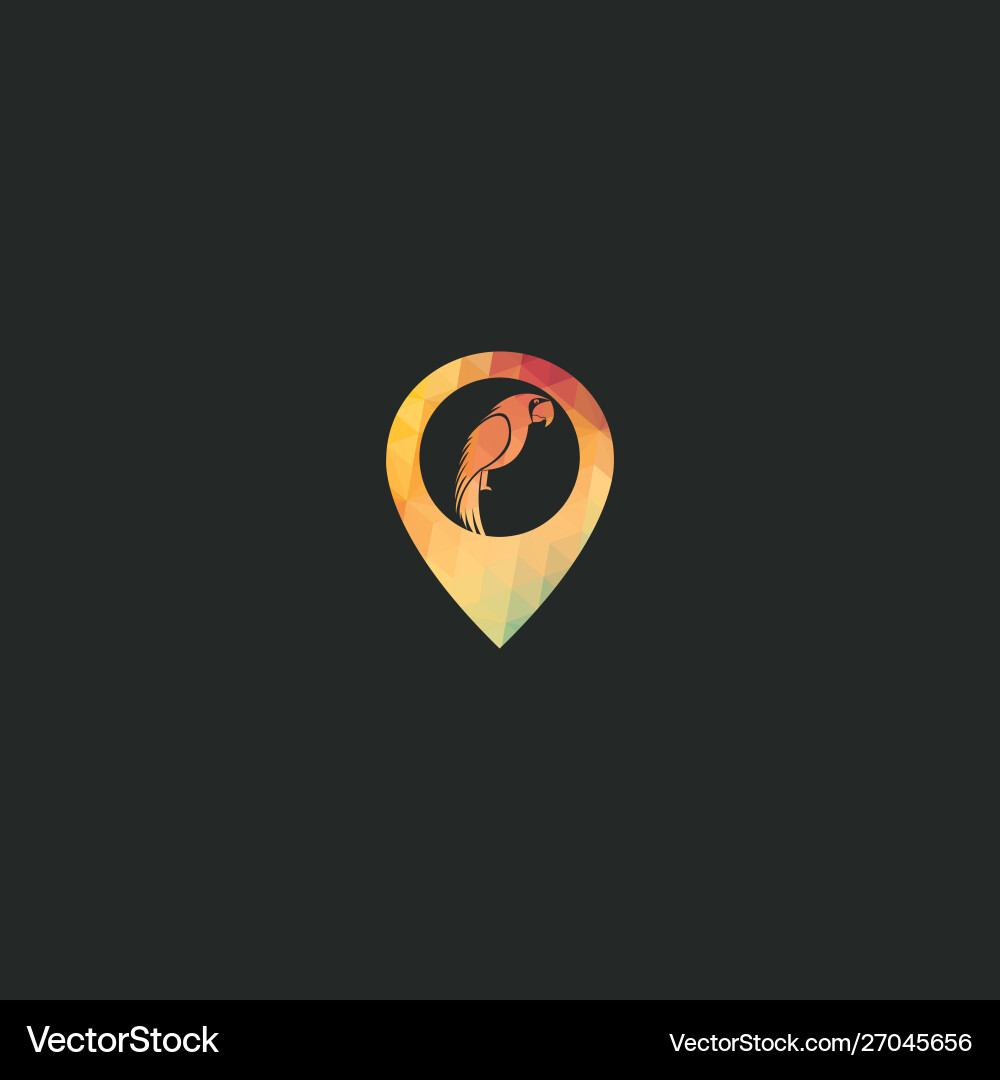 Parrot and map pointer logo design Vector Image