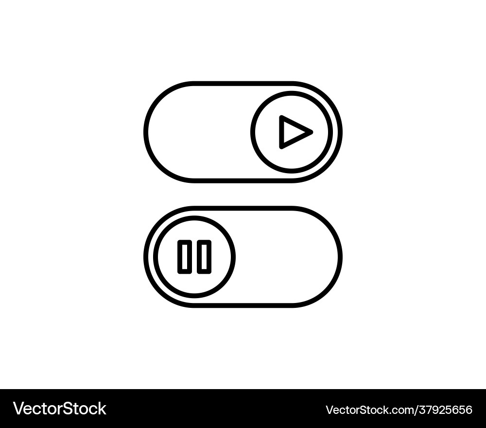 Play and stop button outline icon switch buttons vector image