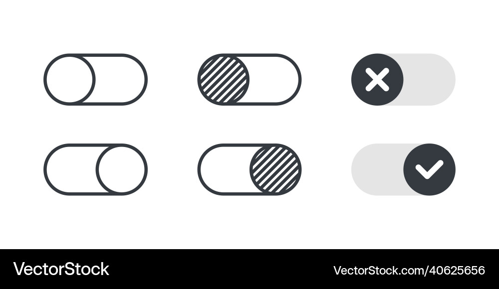 Switch icons on and off toggle buttons Vector Image