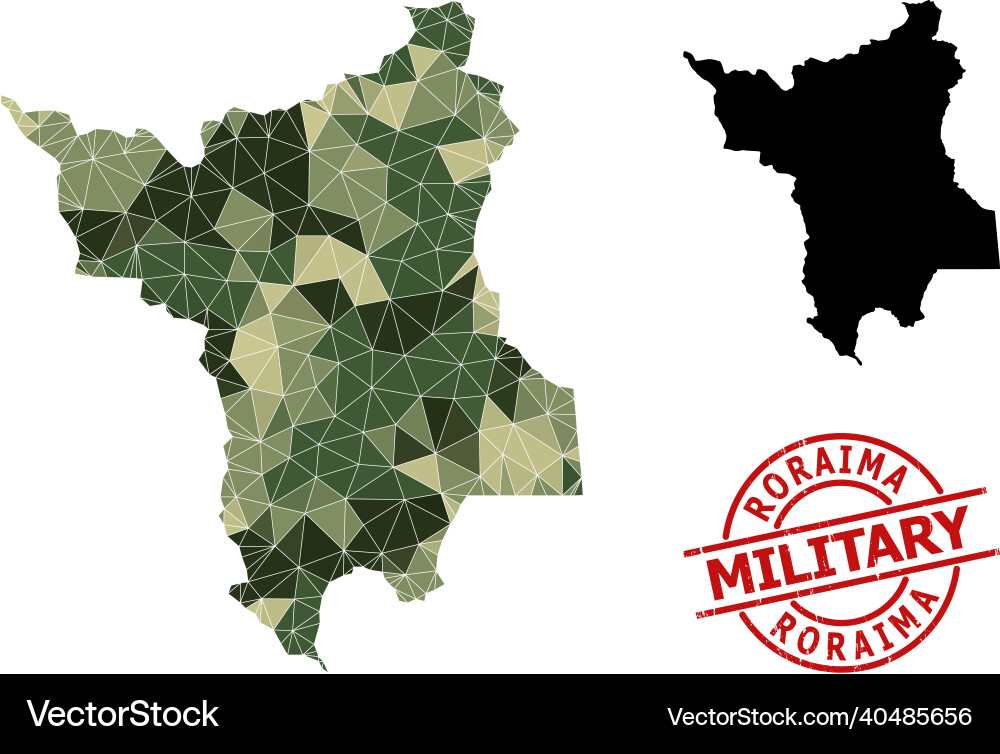 Triangulated mosaic map of roraima state Triangulated mosaic map of roraima state Vector Image