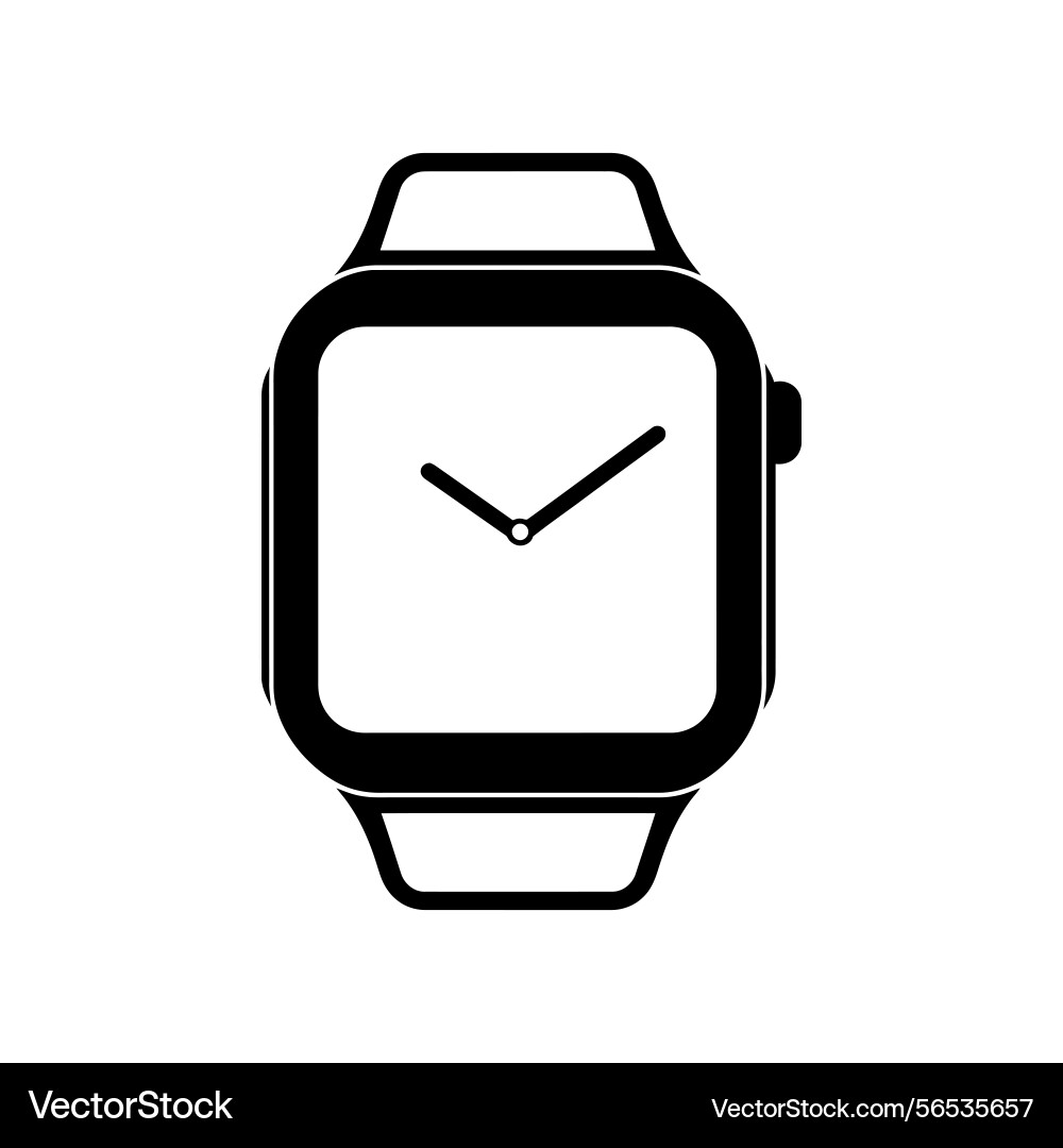 Black smartwatch with square dial and rounded vector image
