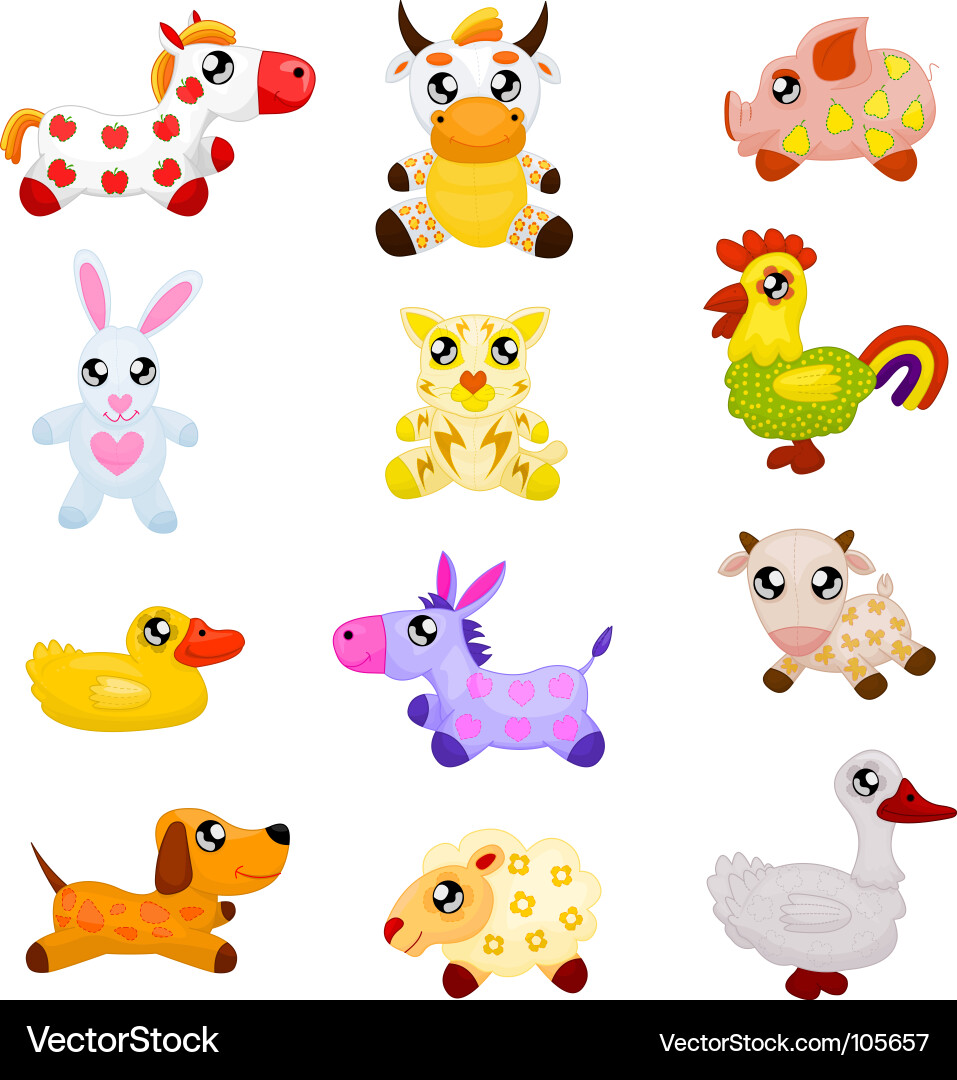 Cute Toy Animals Collection vector image
