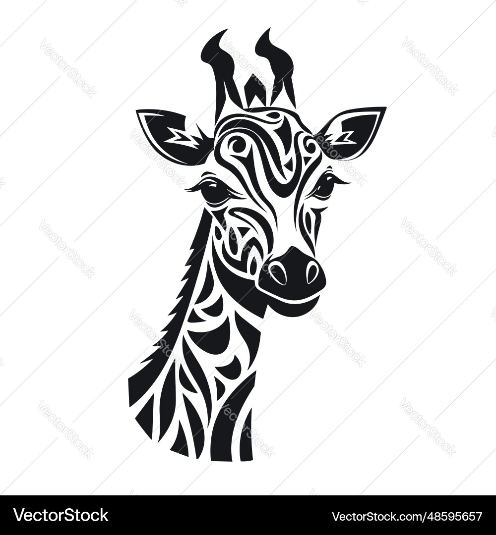 Giraffe Head Silhouette Vector Image