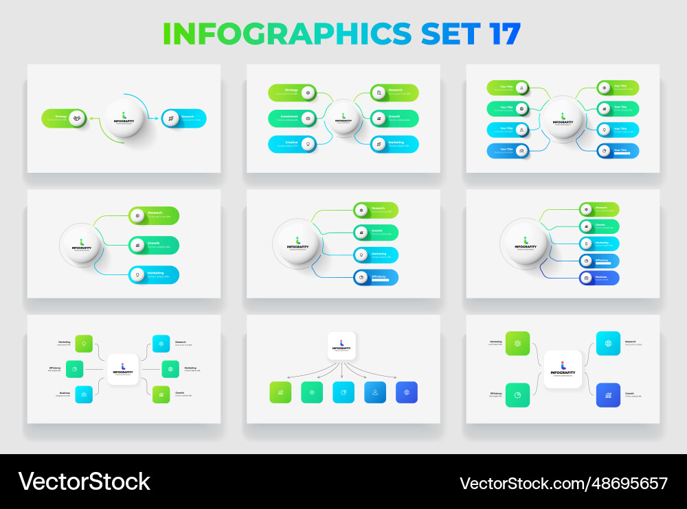 Infographic Flowchart Structure Set vector image