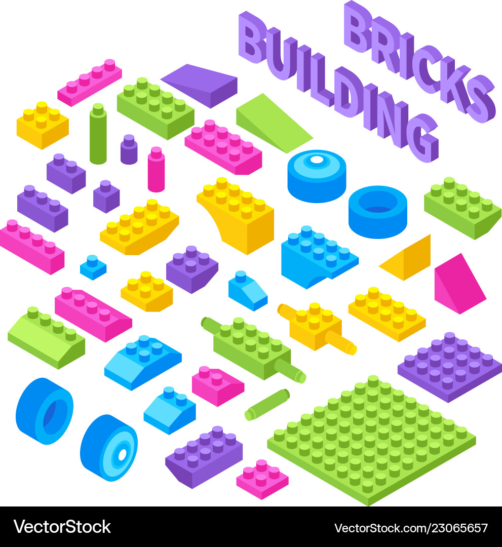 Isometric Building Blocks Set vector image