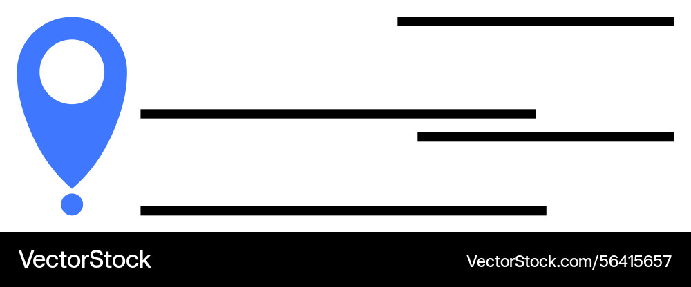 Location pin with text lines representing Vector Image
