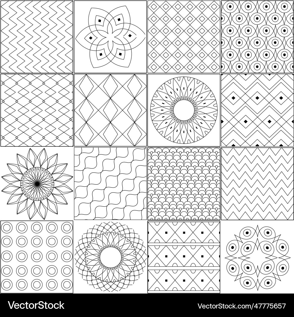 Patchwork made from squares of geometric patterns Vector Image