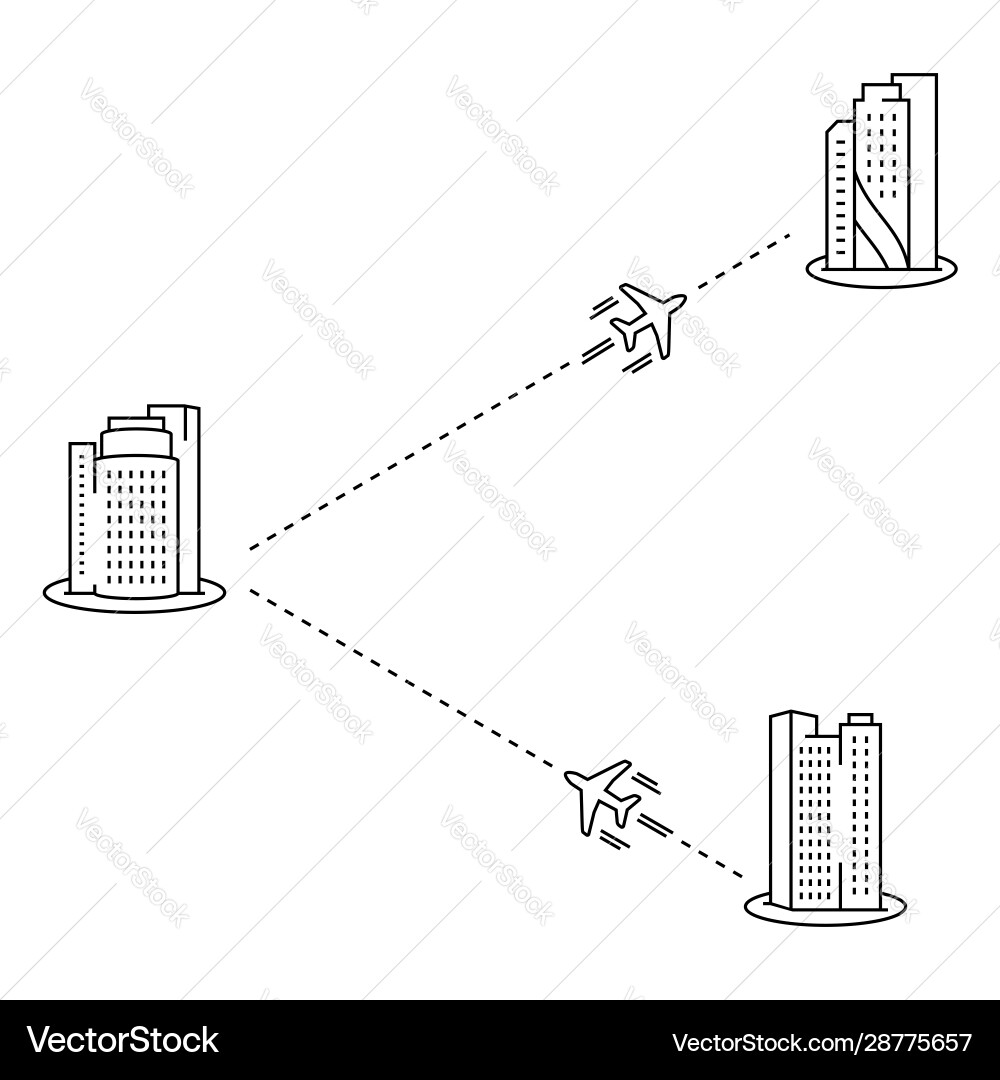 Plane with track in line style Vector Image