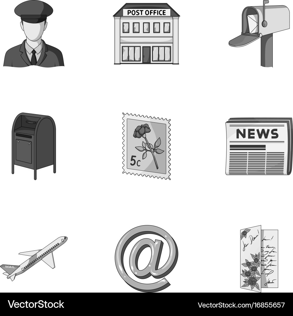 Postman envelope mail box and other attributes Vector Image
