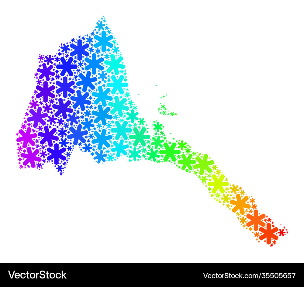 Spectral gradiented fresh collage eritrea map Vector Image