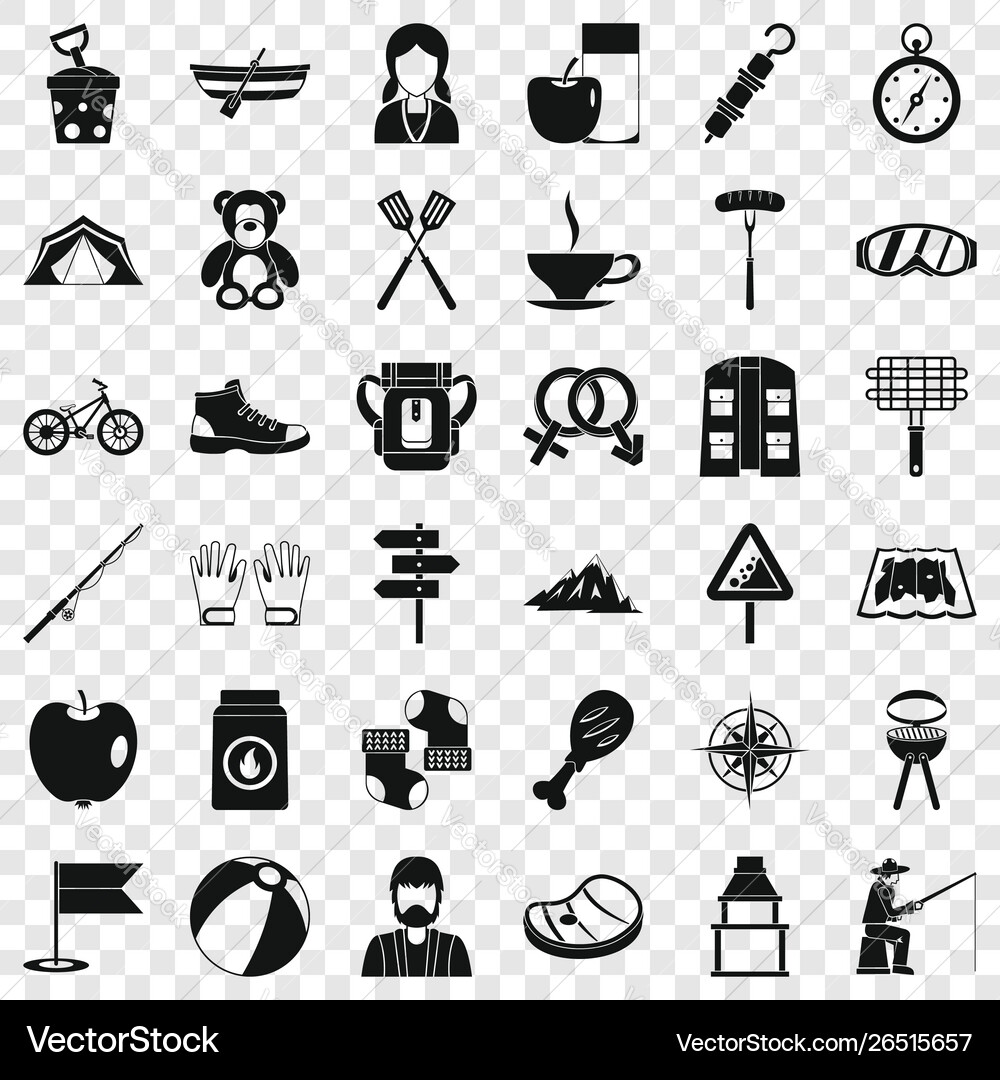 Walking icons set simple style Walking icons set simple style Vector Image