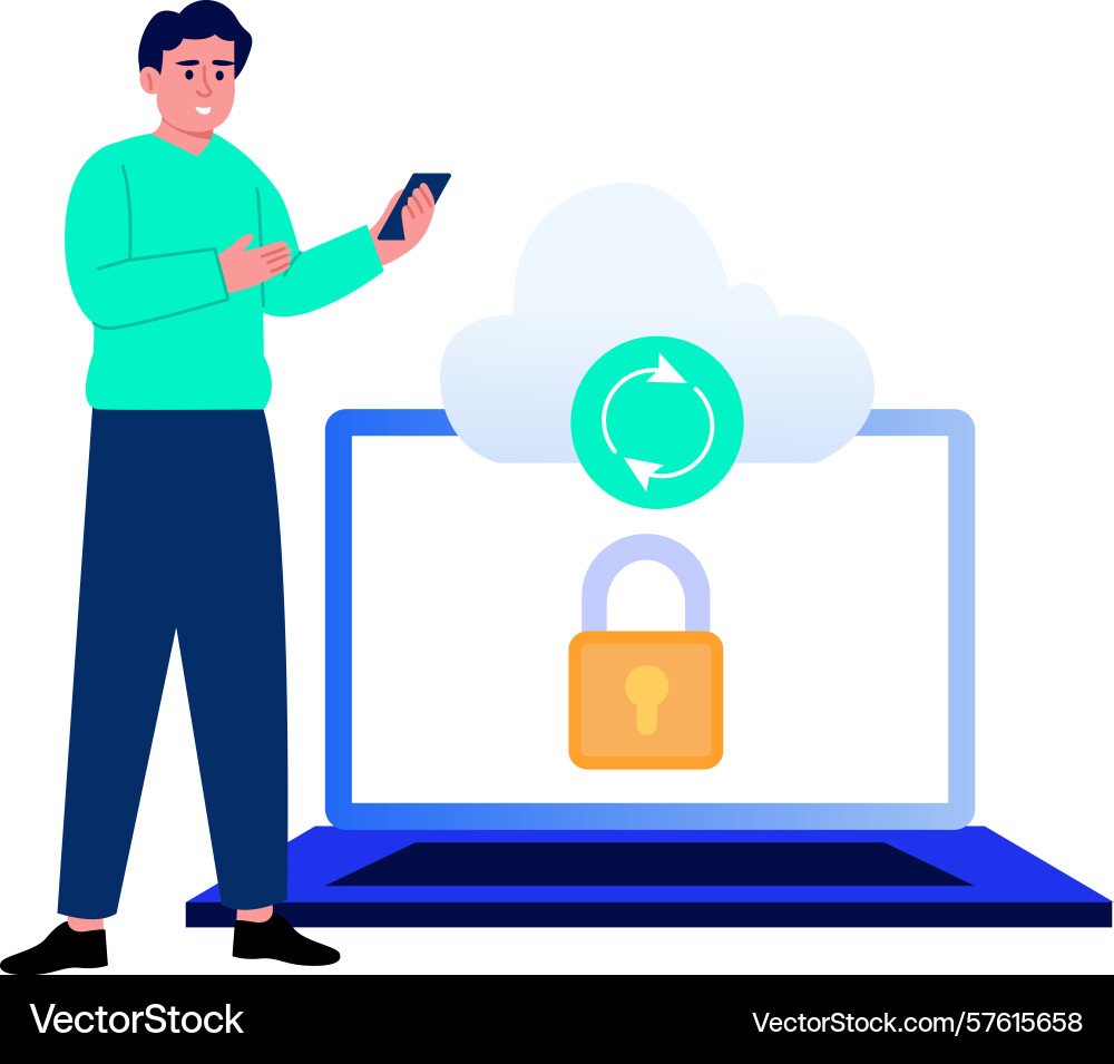 A flat style showing data synchroniza Vector Image