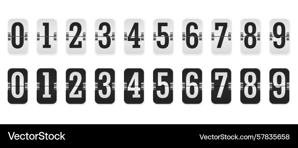 Countdown clock flip numbers from 0 to 9 vector image