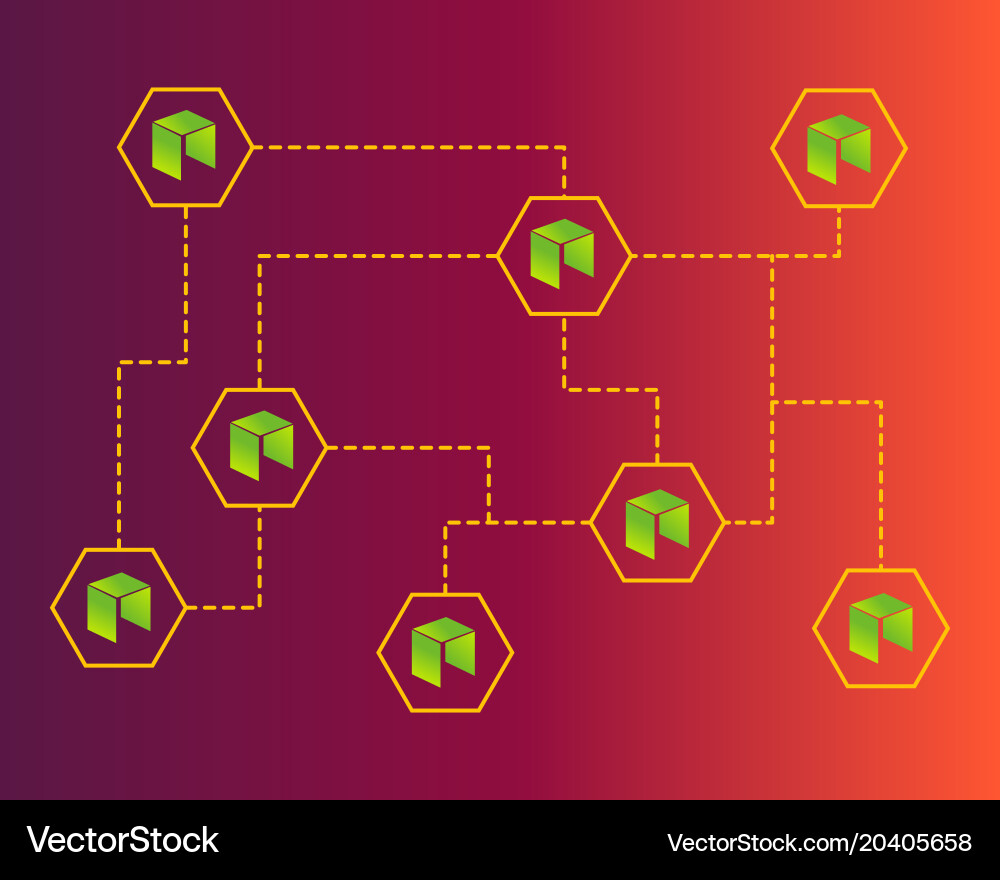 Cryptocurrency neo blockchain connect style Vector Image