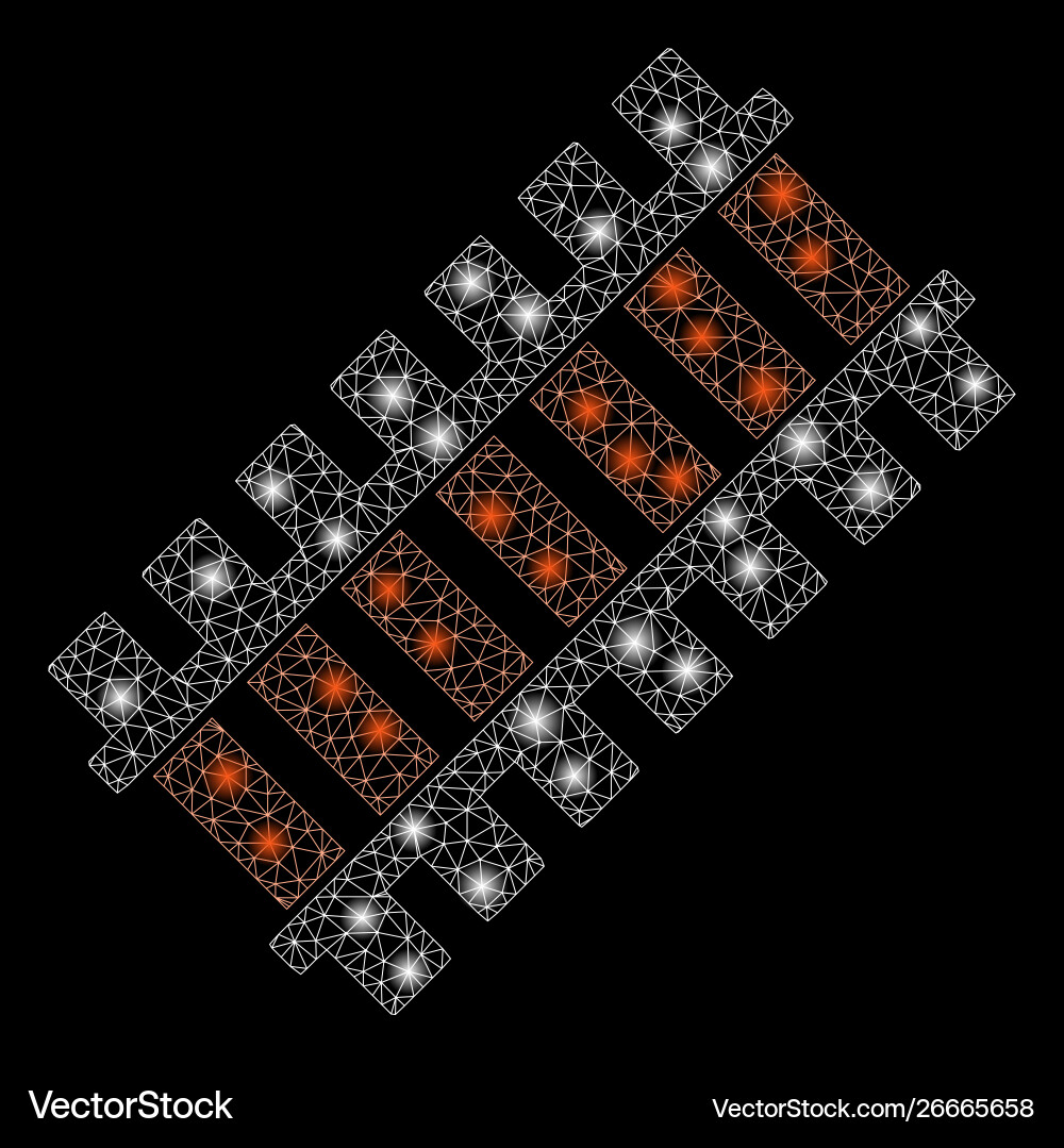 Flare mesh carcass railroad segment with light Vector Image