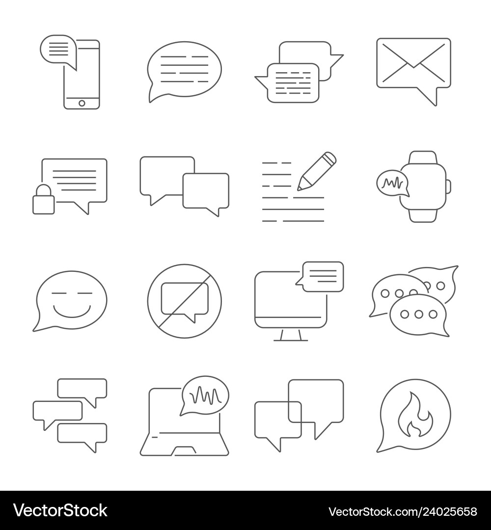 Messages and chats line icons set dialog Vector Image