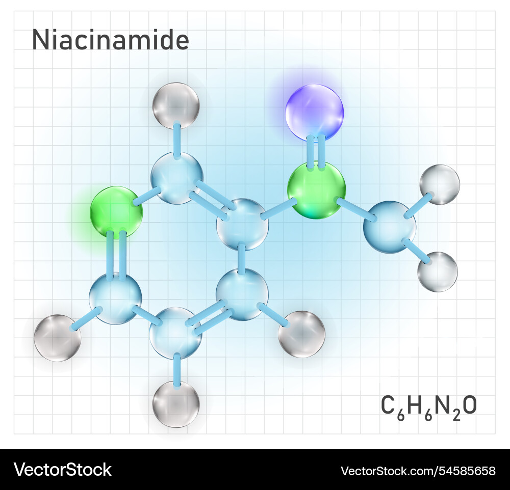 Niacinamid 3d Ikone Vitamin b3 molekulare Niacinamid 3d Ikone Vitamin b3 molekulare vektorbild