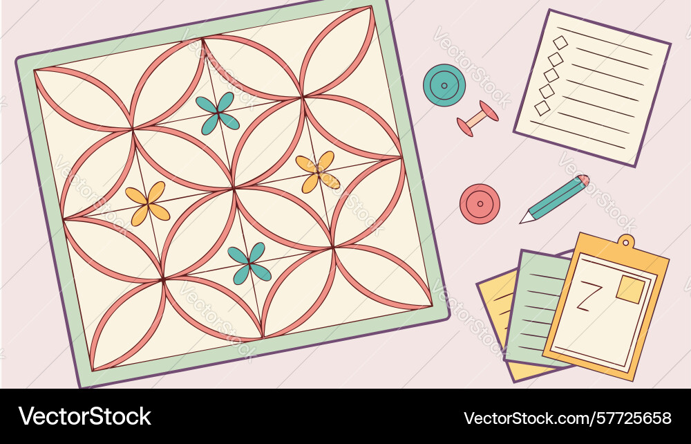 Organized workspace with geometric elements vector image