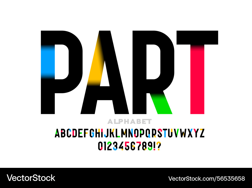 Part font alphabet letters and numbers Vector Image