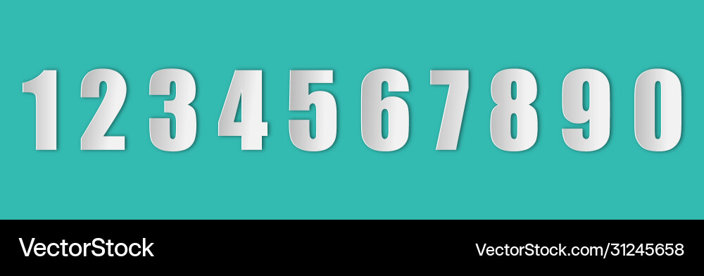 Set numbers in paper style with a realistic Set numbers in paper style with a realistic Vector Image