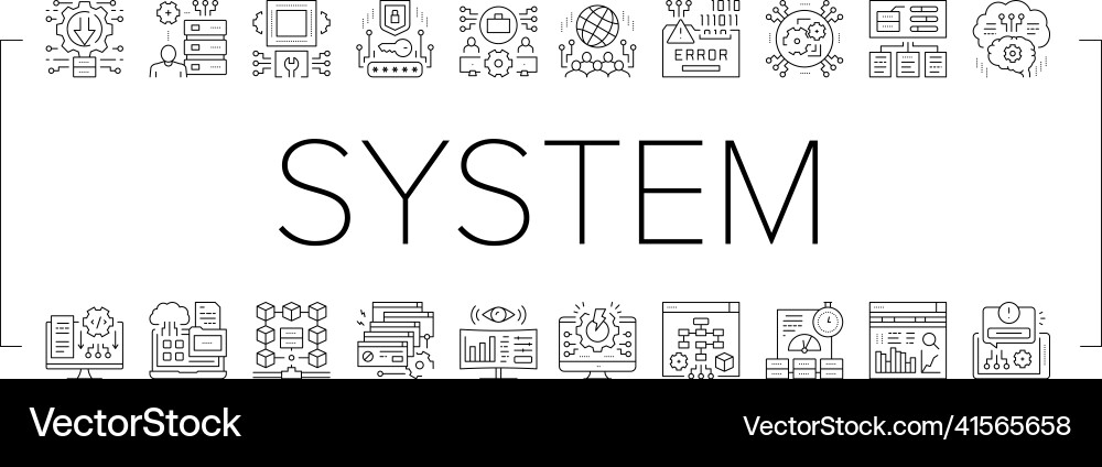 System work process collection icons set System work process collection icons set Vector Image