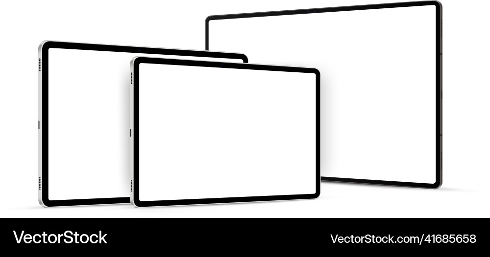 Tablet computers with blank screens side view Tablet computers with blank screens side view vector image
