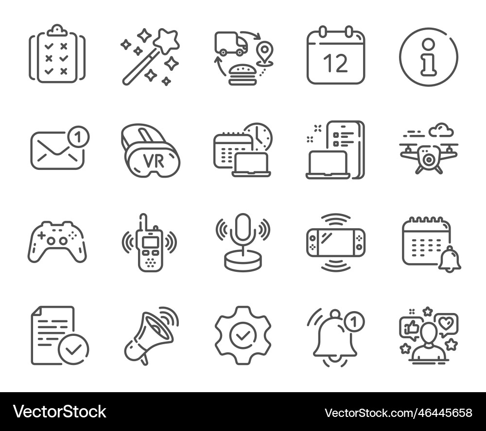 Tech Line Icons Spiel Konsole Joystick Gamepad Vektorbild