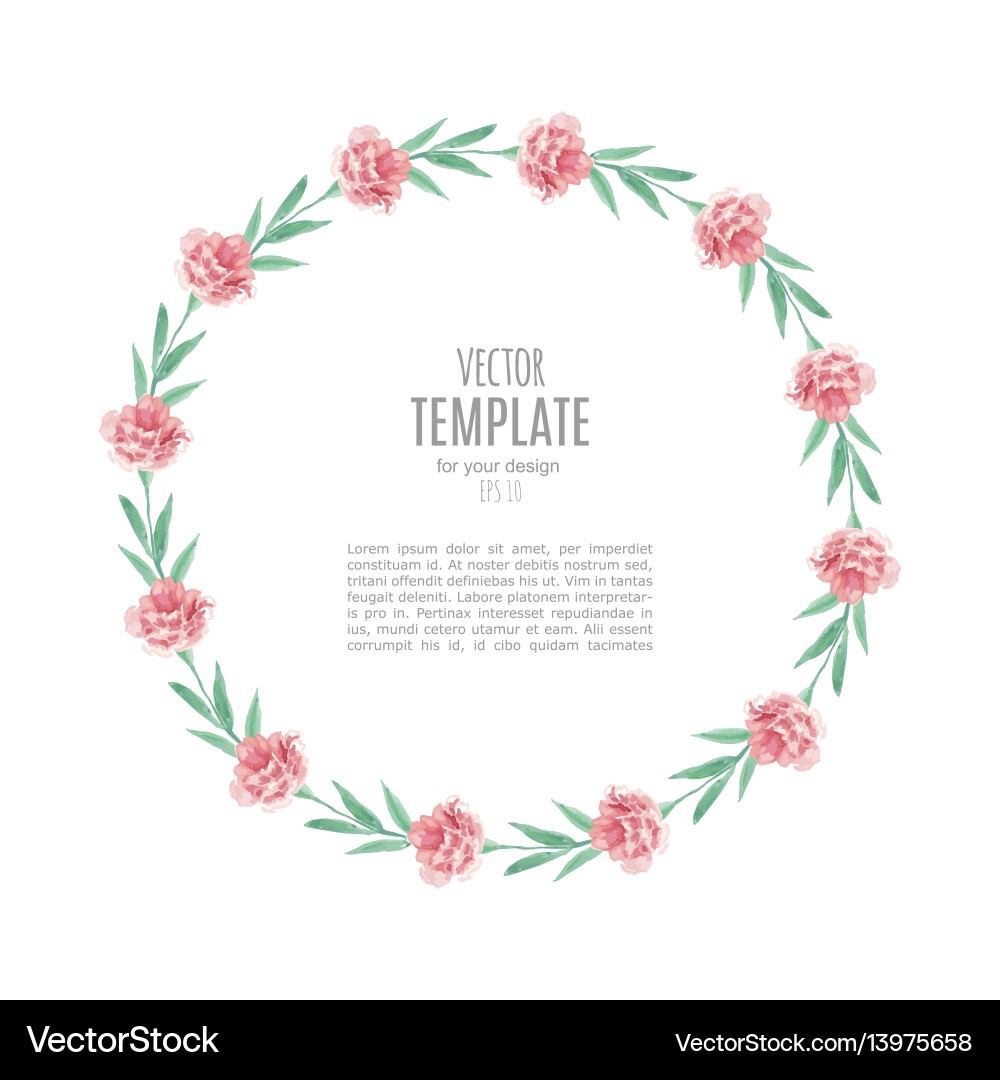 Watercolor wedding invitation design with flower Watercolor wedding invitation design with flower vector image