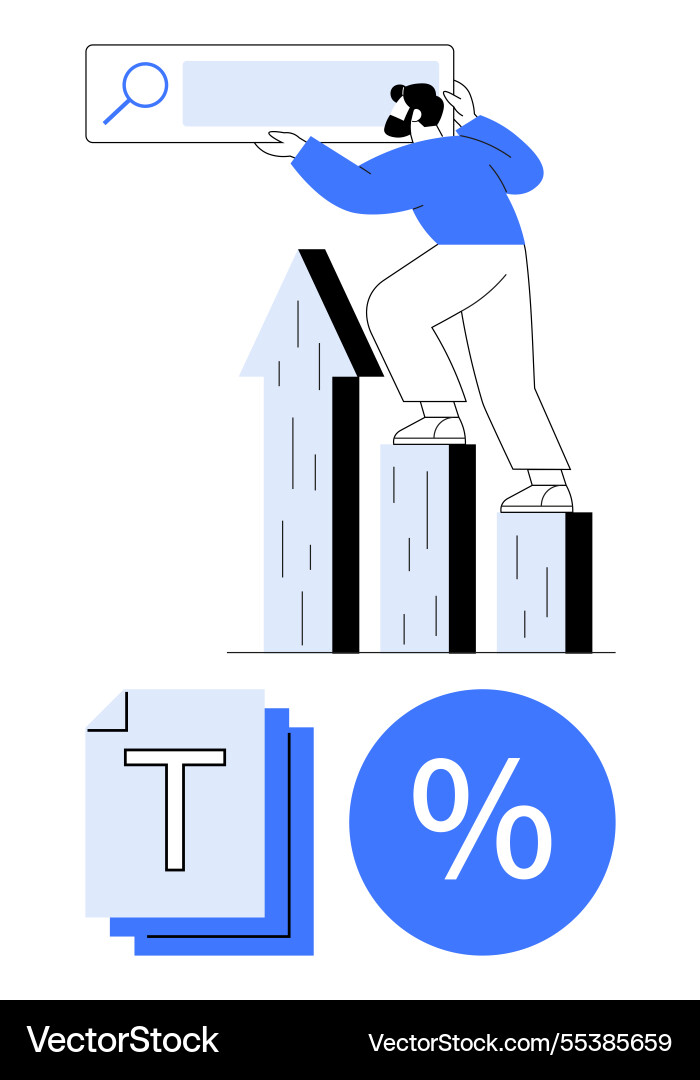 Climbing bar graph document files and percentage Climbing bar graph document files and percentage vector image