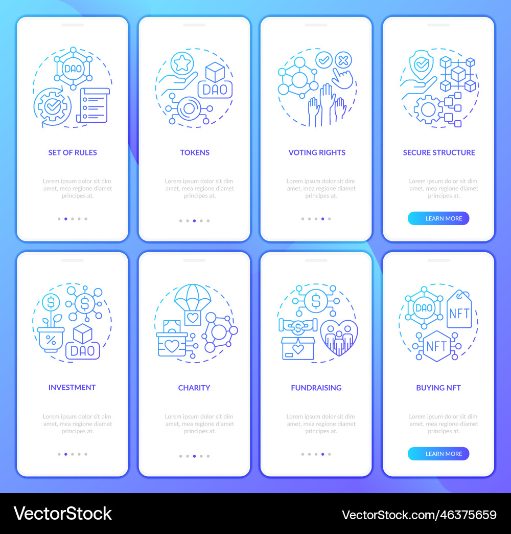 Dao elements and usage purpose blue gradient Dao elements and usage purpose blue gradient Vector Image