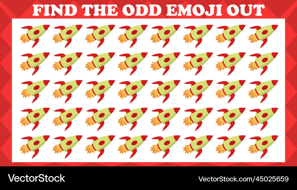 Find the odd emoji out visual logic puzzle game Find the odd emoji out visual logic puzzle game Vector Image