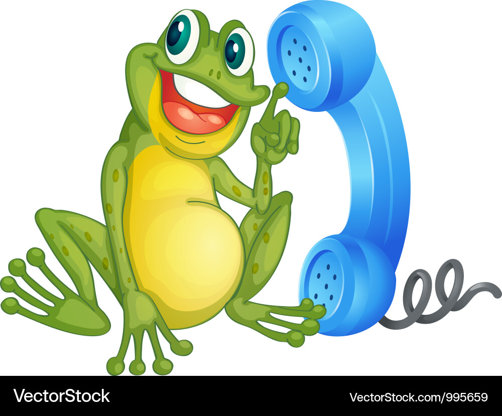 Frog with phone receiver Vector Image